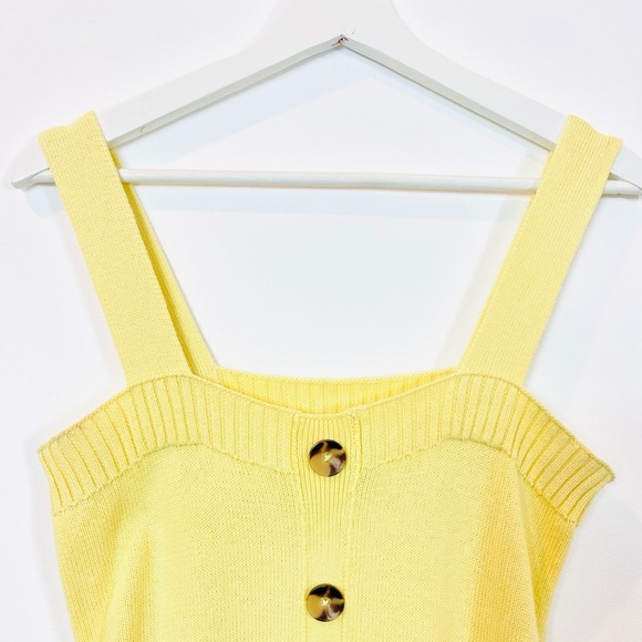 Amaryllis Yellow Knit Tank Top w/ Button Detail - Picture 3 of 4